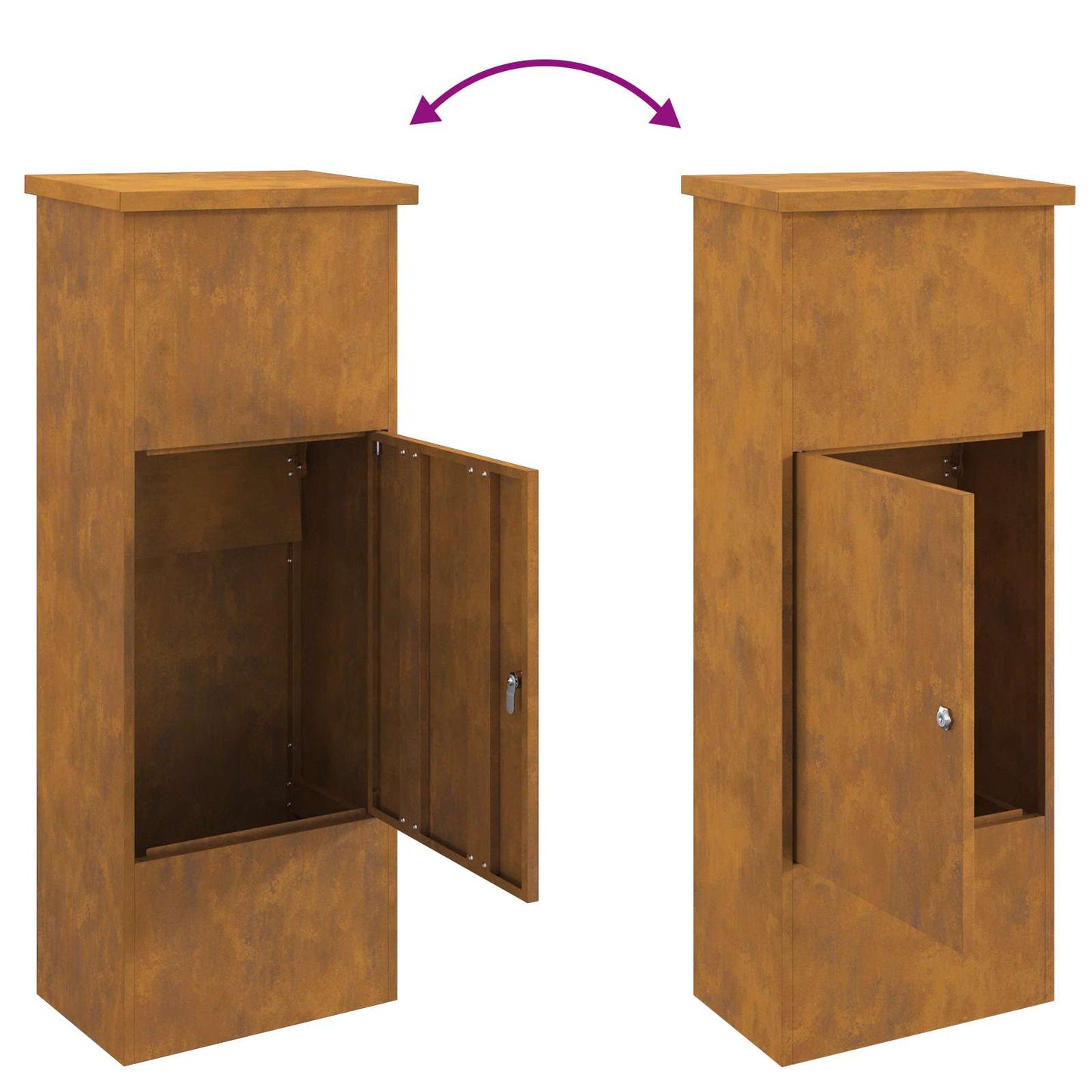 Parcel Drop Box Rusty 17.52 x 11.42 x 43.50 in Weathering Steel