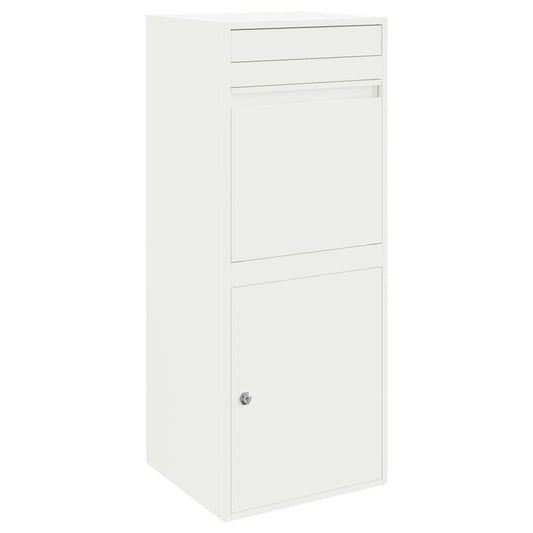 Parcel Drop Box with Storage White 41 x 38 x 103 cm Steel