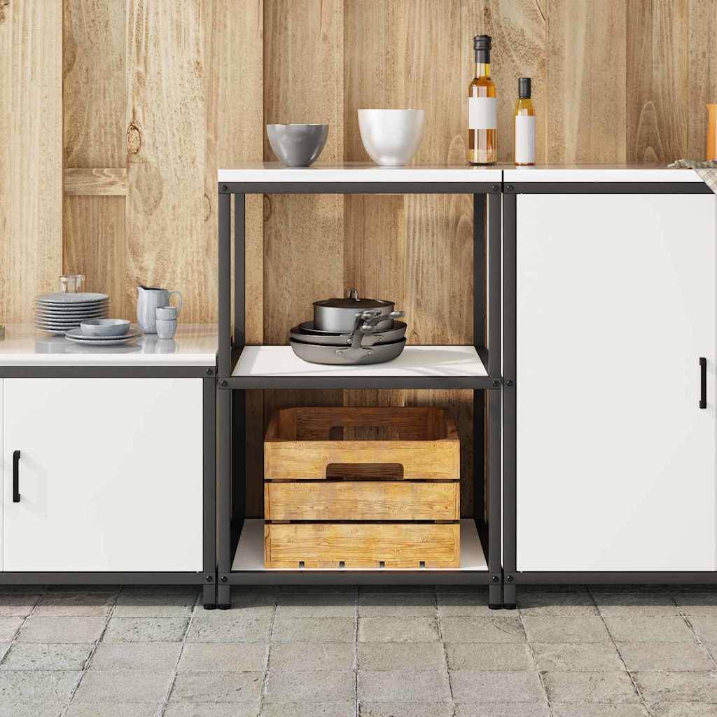 Kitchen Storage Shelf with Shelf with Storage White Steel