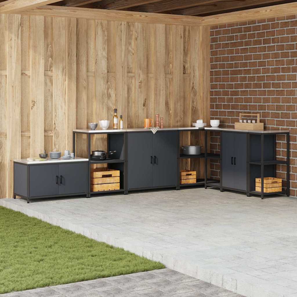 Kitchen Storage Shelf with Shelf with Storage Anthracite Steel