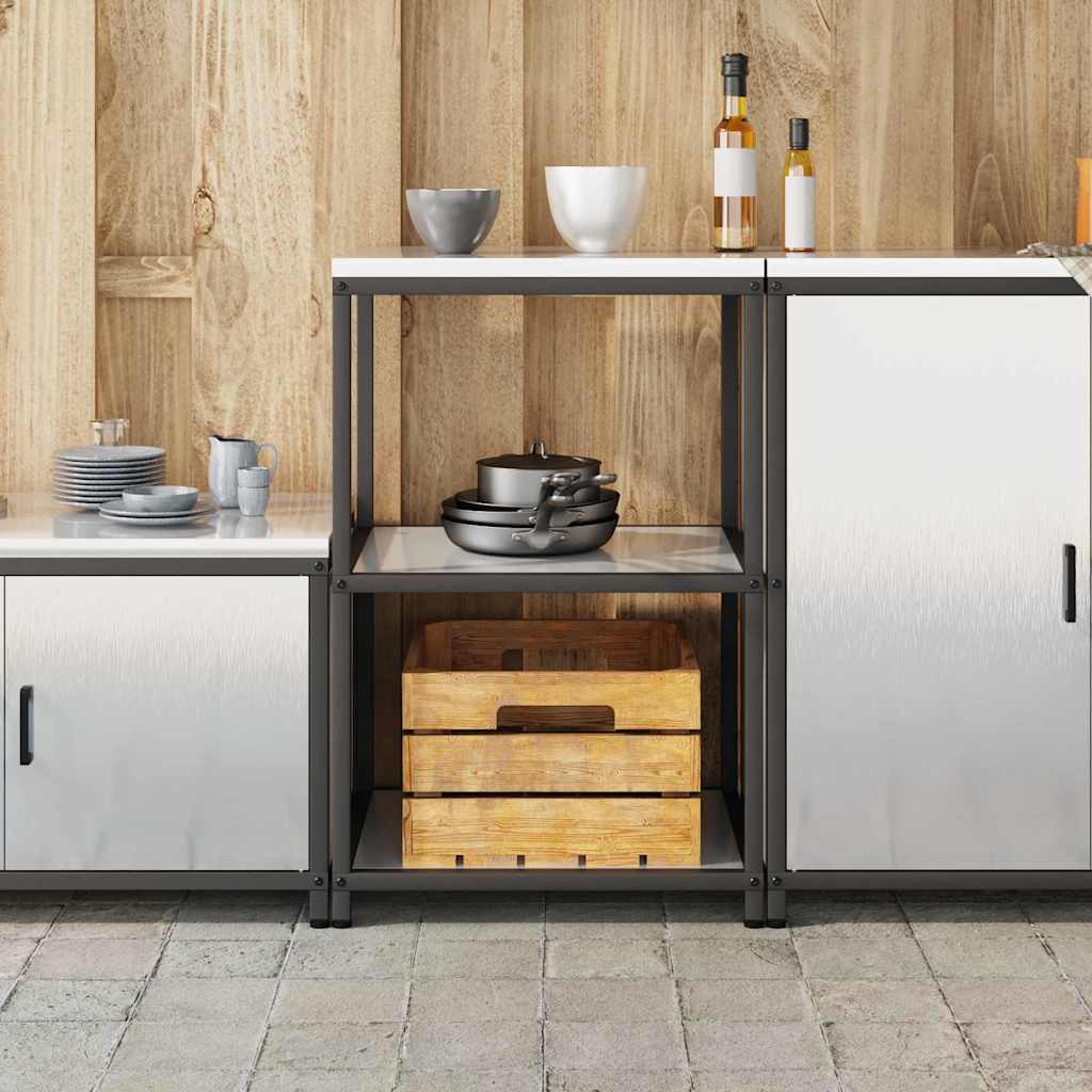 Kitchen Storage Shelf with Shelf Silver Stainless steel