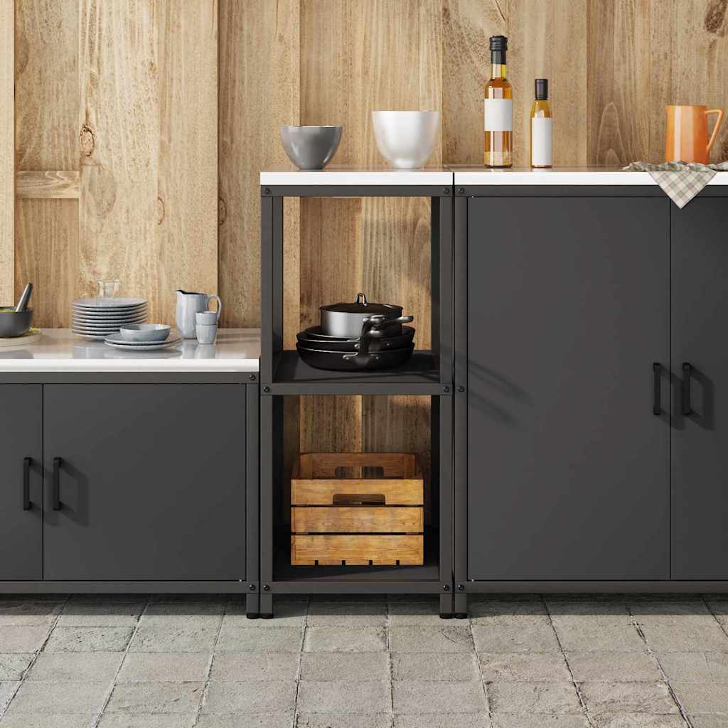 Kitchen Storage Shelf with Shelf with Storage Black Steel