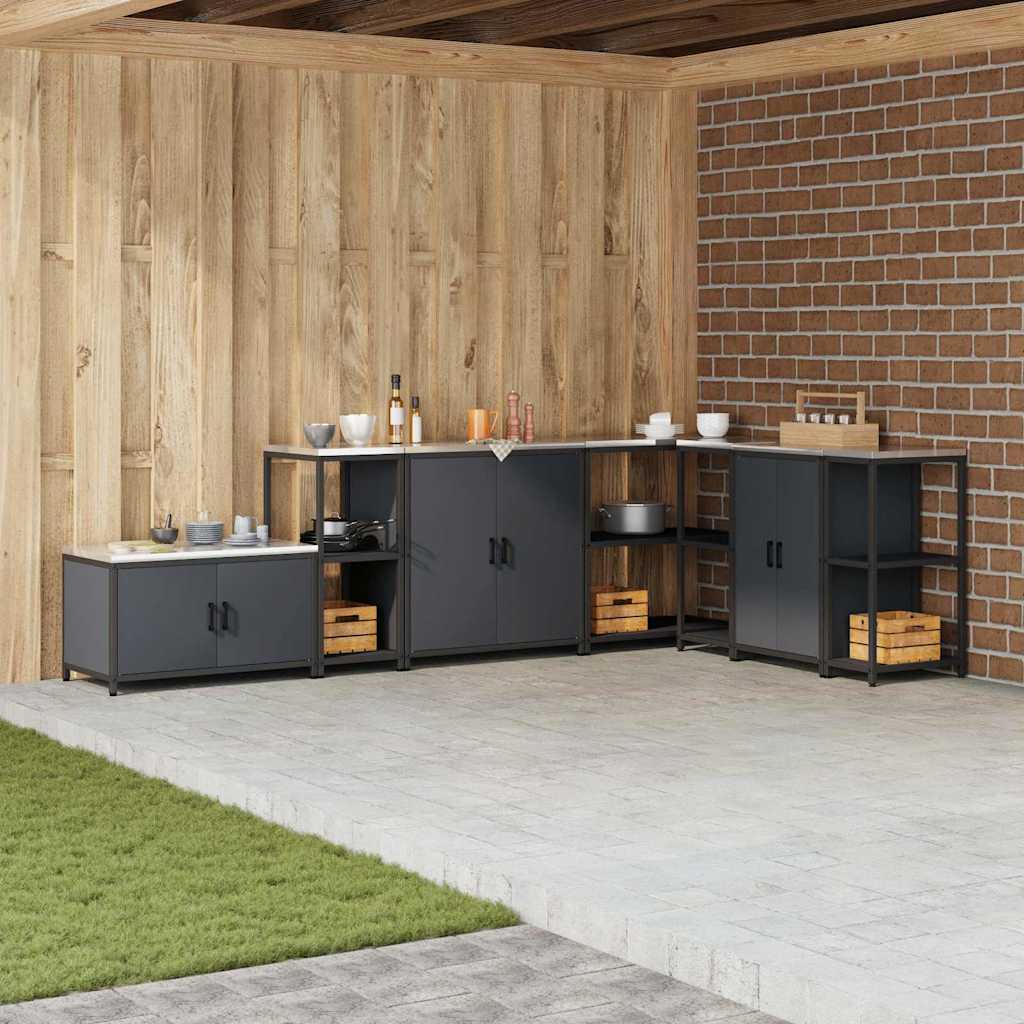 Kitchen Storage Shelf with Shelf with Storage Anthracite Steel