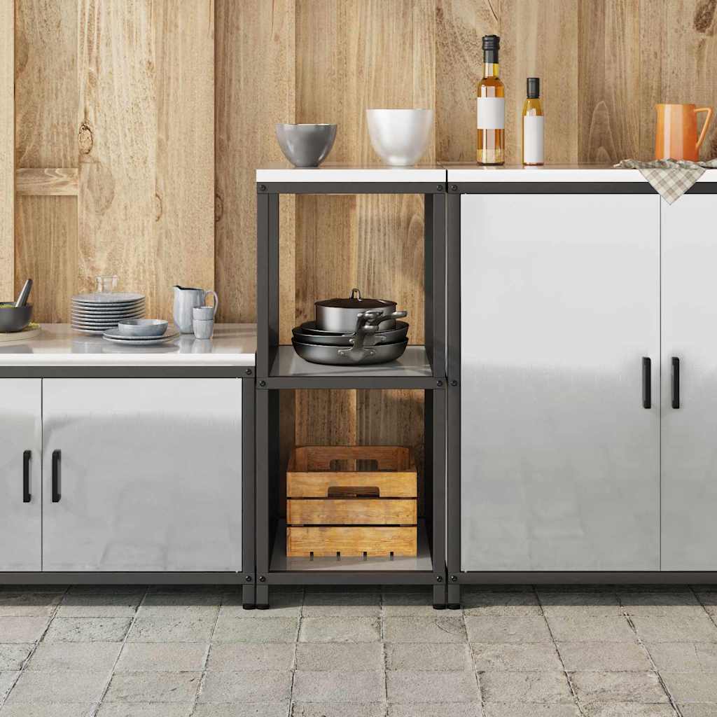Kitchen Storage Shelf with Shelf Silver Galvanised steel