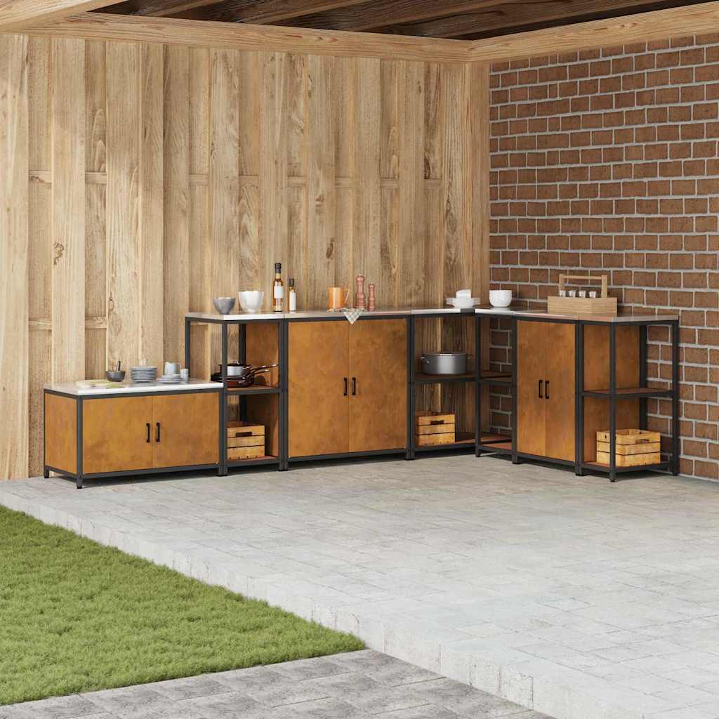 Kitchen Storage Shelf with Shelf Rusty Weathering steel