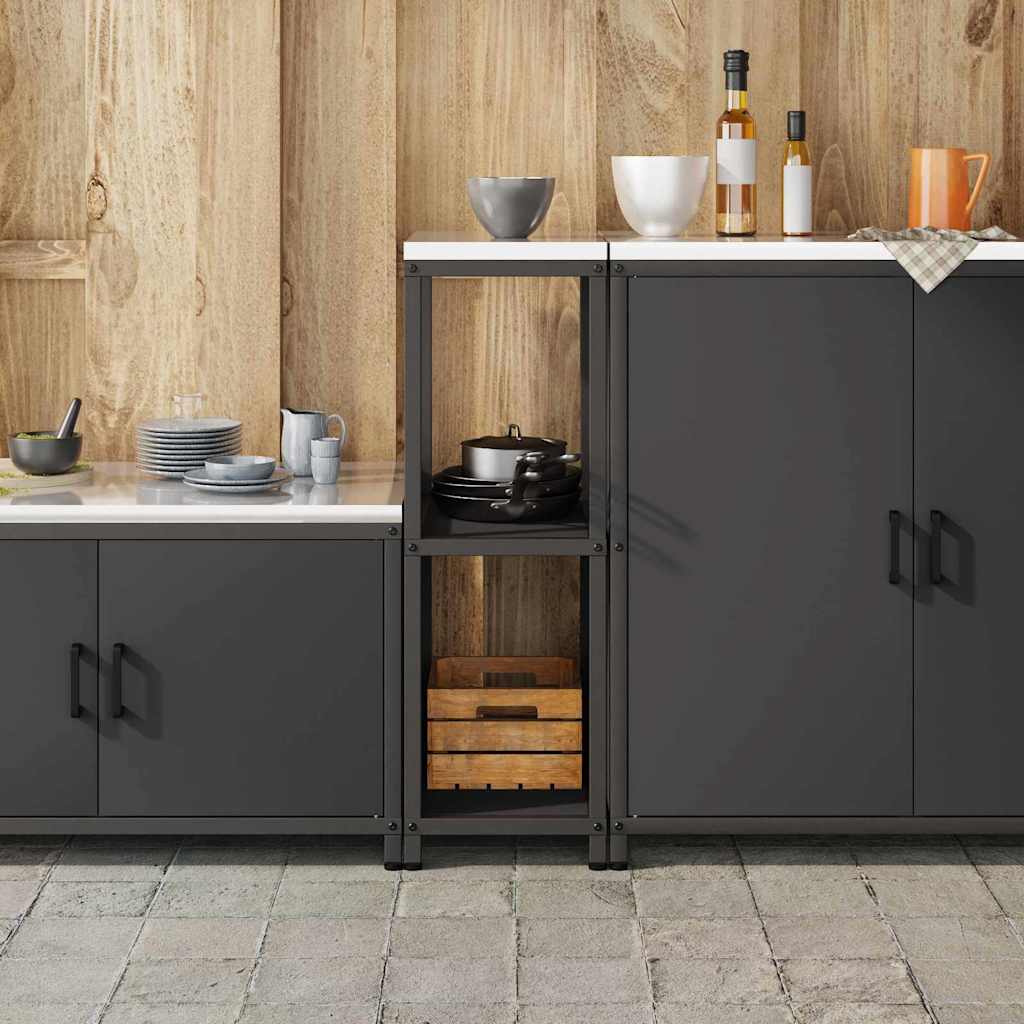 Kitchen Storage Shelf with Shelf with Storage Black Steel