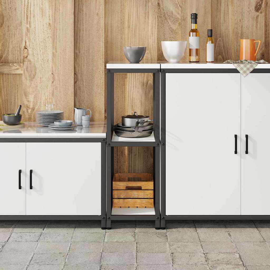 Kitchen Storage Shelf with Shelf with Storage White Steel