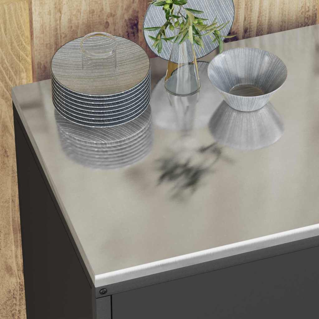 Kitchen Storage Cabinet with Shelf with Storage Black Steel