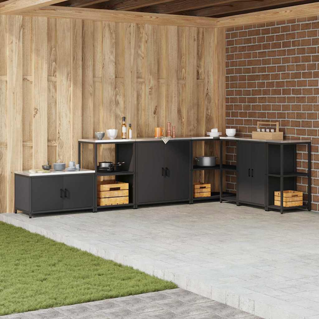 Kitchen Storage Cabinet with Shelf with Storage Black Steel