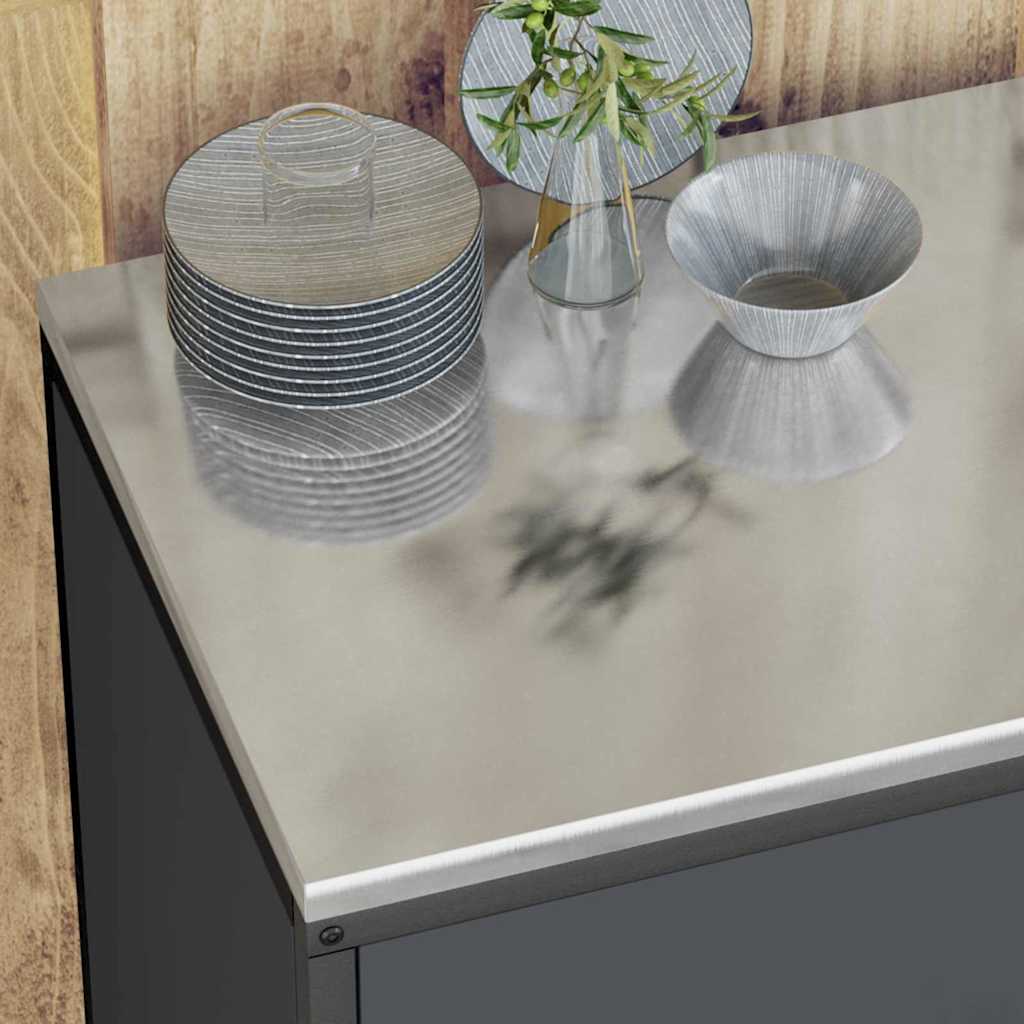 Kitchen Storage Cabinet with Shelf with Door Anthracite Steel