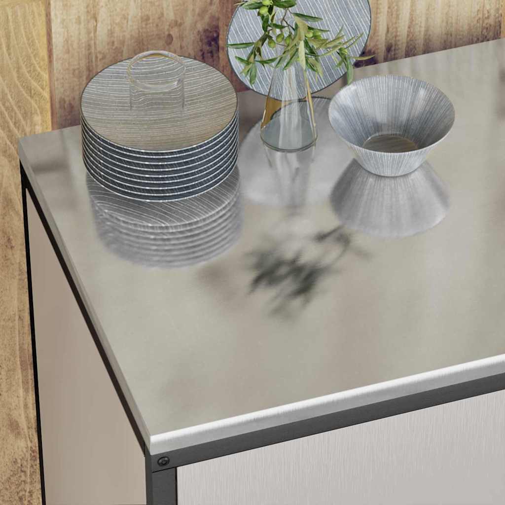 Kitchen Storage Cabinet with Shelf Silver Stainless steel
