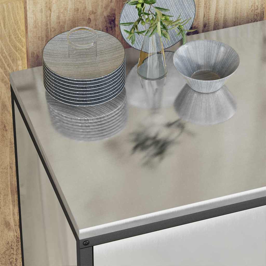 Kitchen Storage Cabinet with Shelf Silver Galvanised steel
