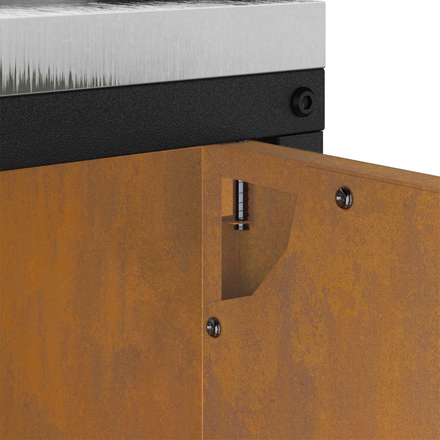 Kitchen Storage Cabinet HATTEM Rusty 90 x 50 x 92 cm Steel
