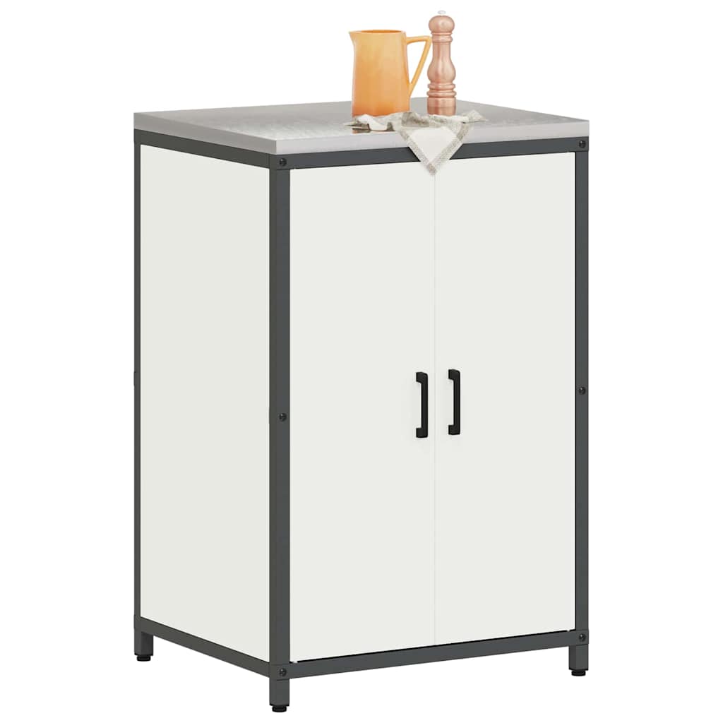 Kitchen Storage Cabinet with Shelf with Storage White Steel