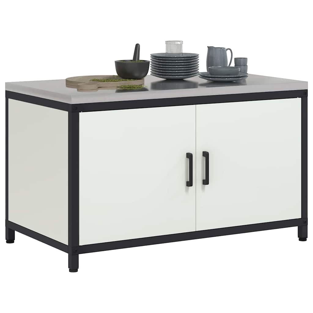 Kitchen Storage Cabinet with Drawer with Shelf White Steel