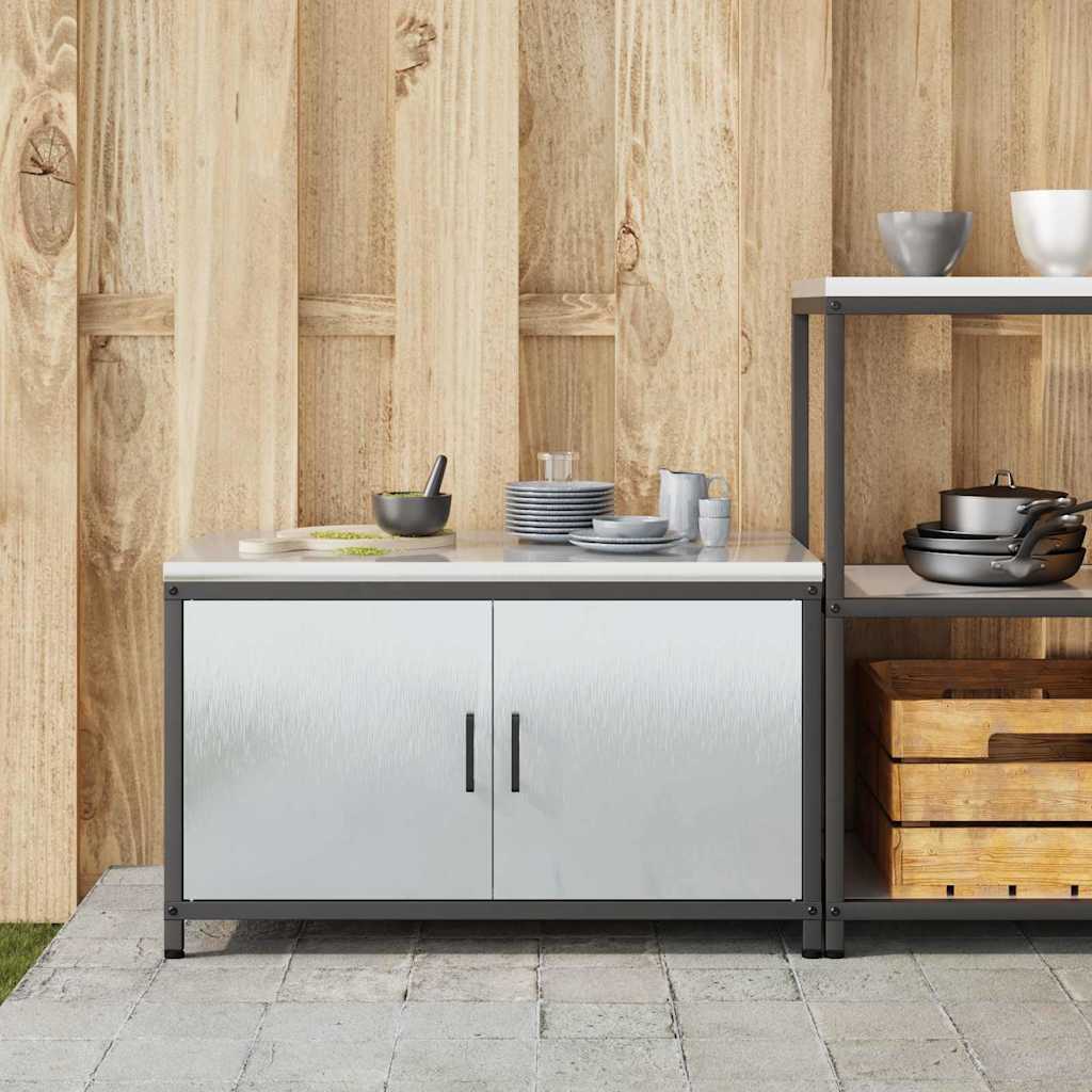 Kitchen Storage Cabinet with Shelf Silver Stainless steel