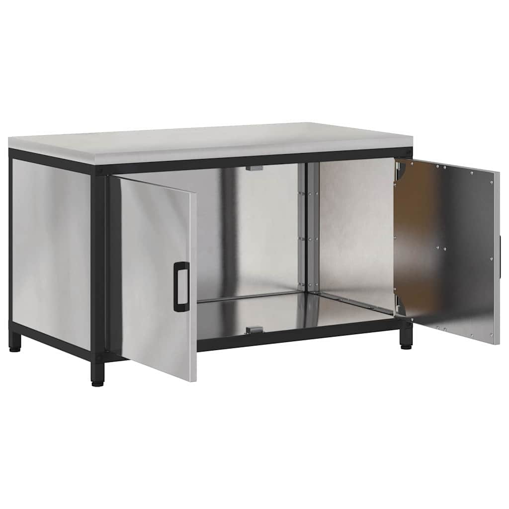 Kitchen Storage Cabinet with Shelf Silver Stainless steel