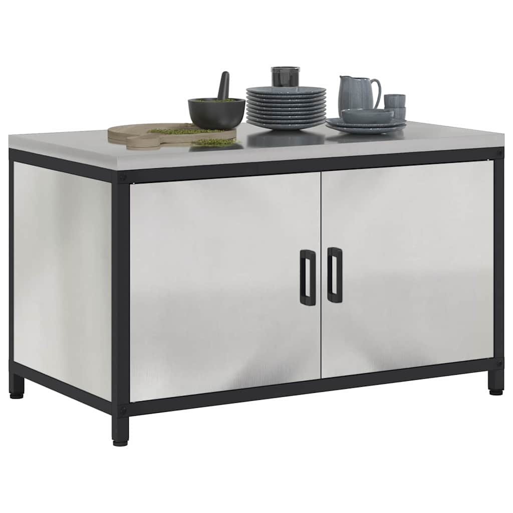 Kitchen Storage Cabinet with Shelf Silver Stainless steel