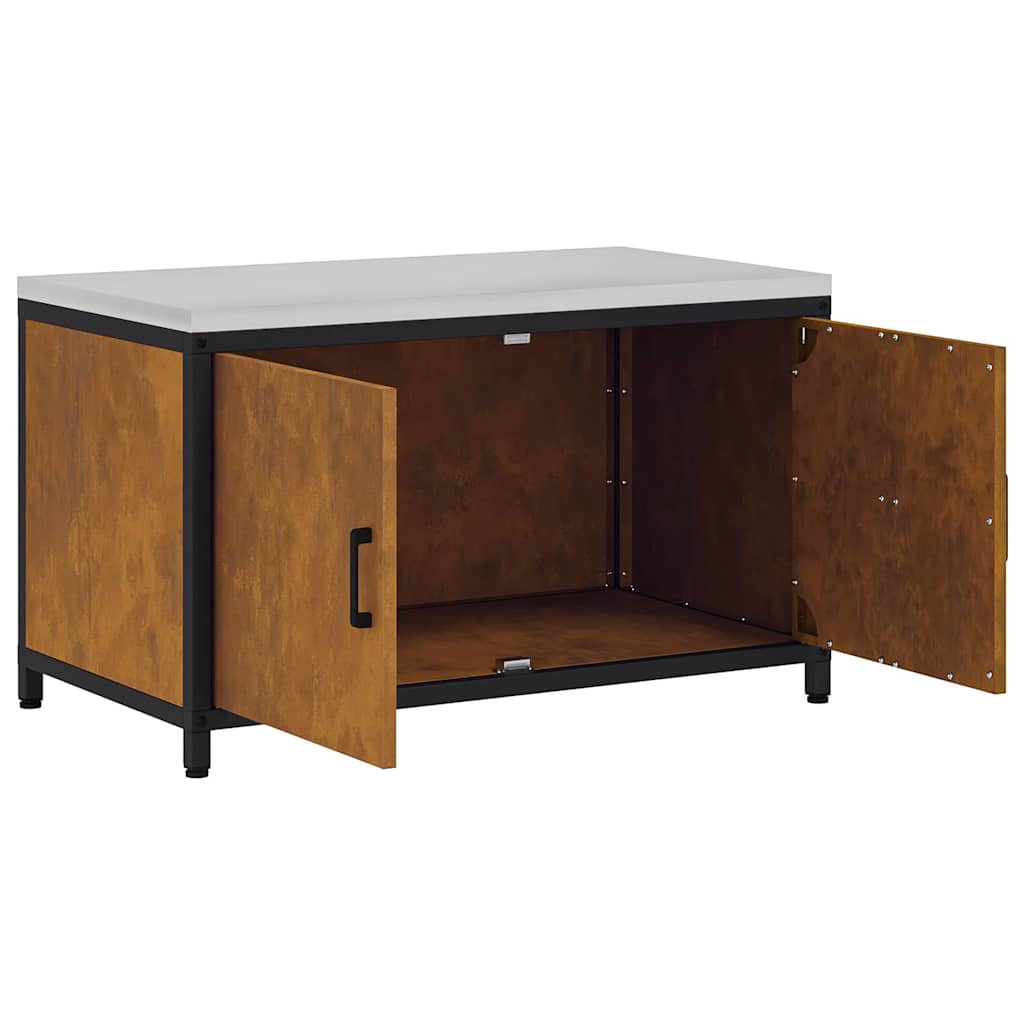 Kitchen Storage Cabinet with Shelf Rusty Weathering steel