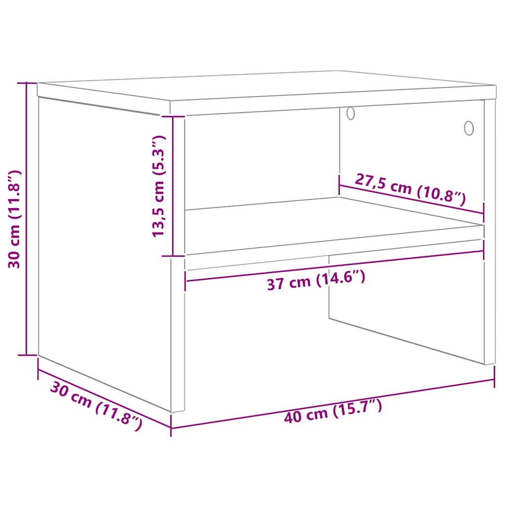 Bedside Cabinet 2 pcs Old wood 40 x 40 x 30 cm Engineered Wood