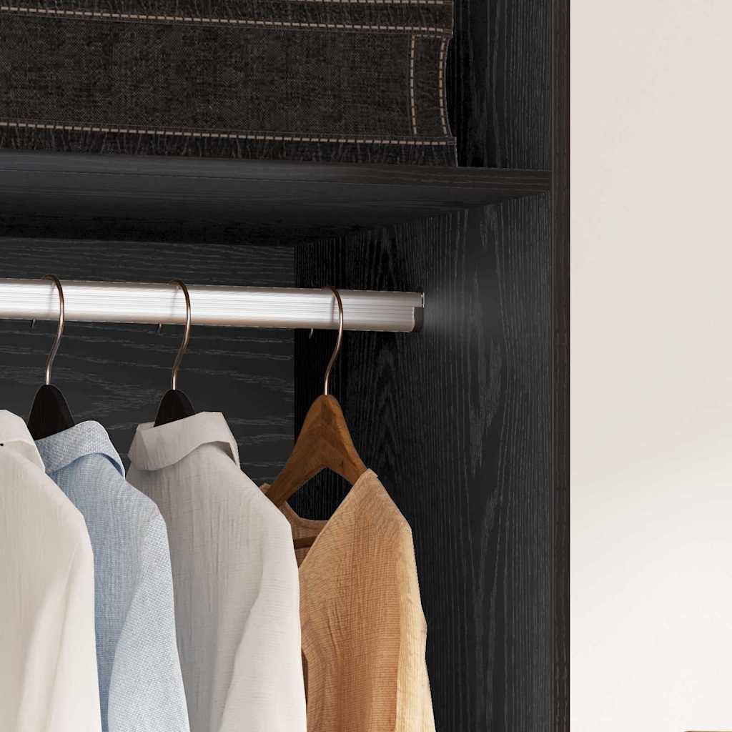 Wardrobe with Shelf with Storage Black oak Engineered wood