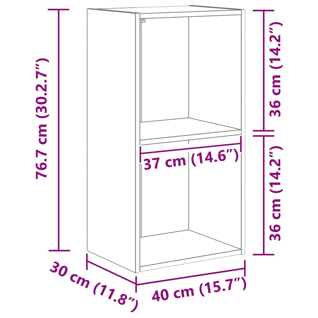 Bookcase Black oak 40 x 30 x 77 cm Engineered Wood