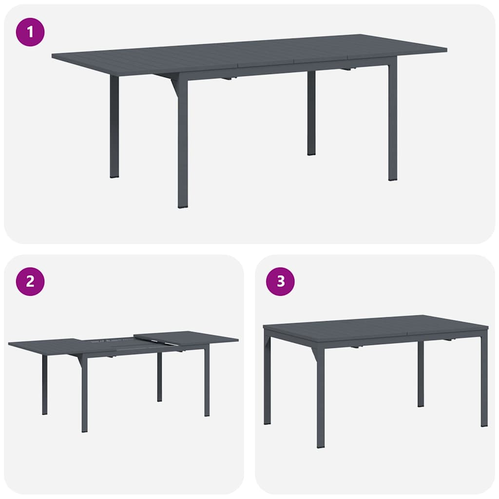 Outdoor Dinner Table Folding Anthracite 210 x 90 x 73 cm Steel