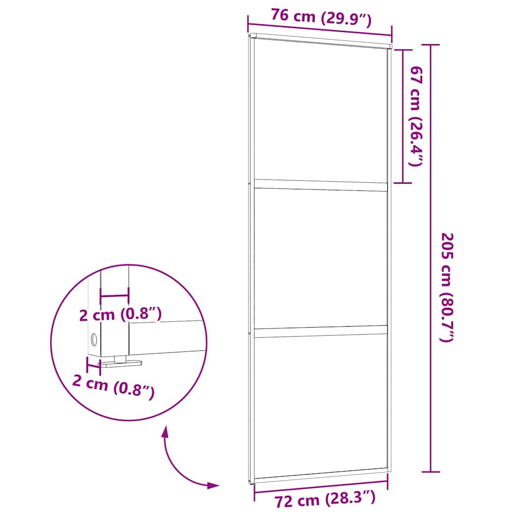 Glass Door 76 x 2 x 205 cm Aluminium Black