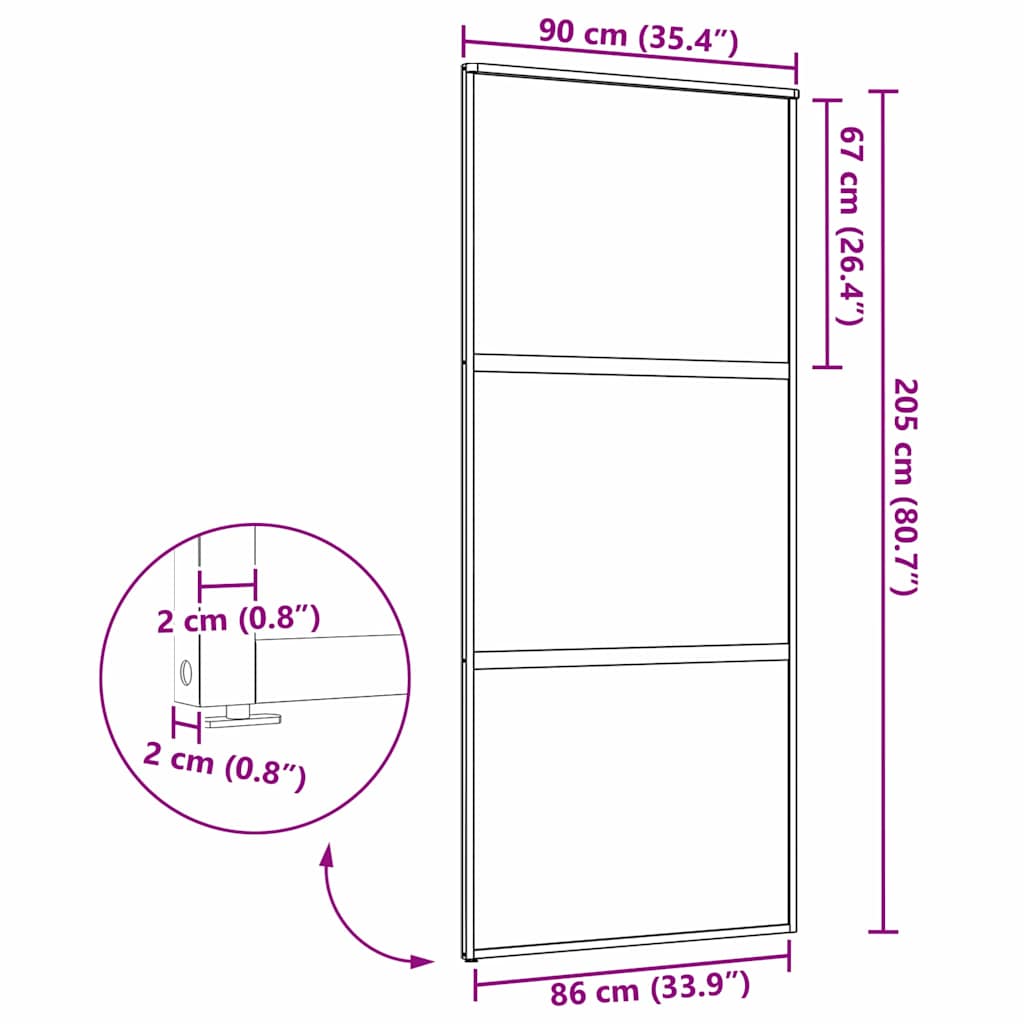 Glass Door 90 x 2 x 205 cm Aluminium Black