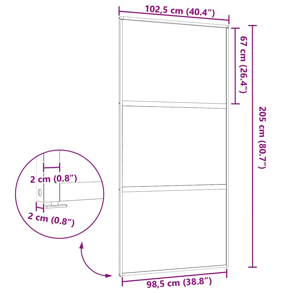 Glass Door 102.5 x 2 x 205 cm Aluminium Black