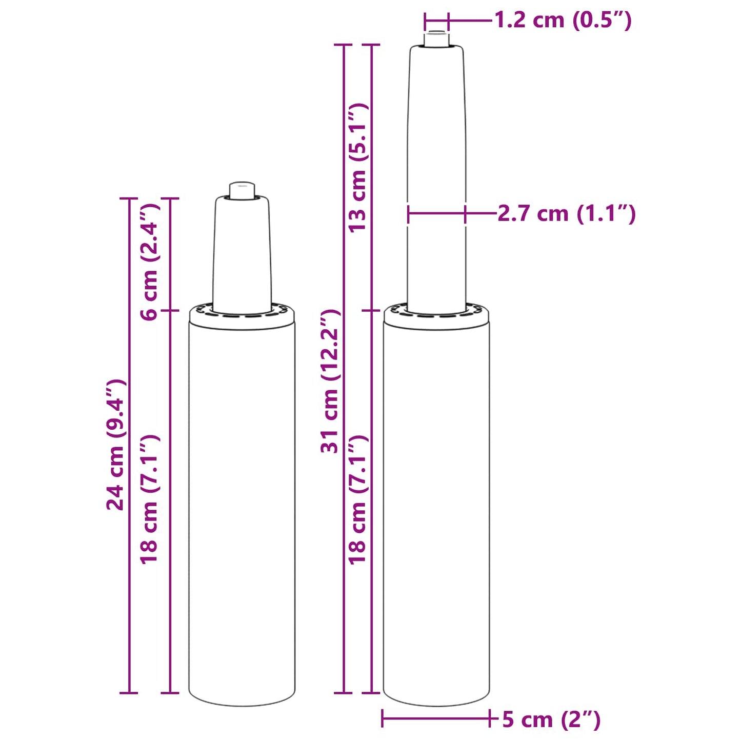 Office Chair Gas Cylinder Extendable Black 239-309 mm Iron