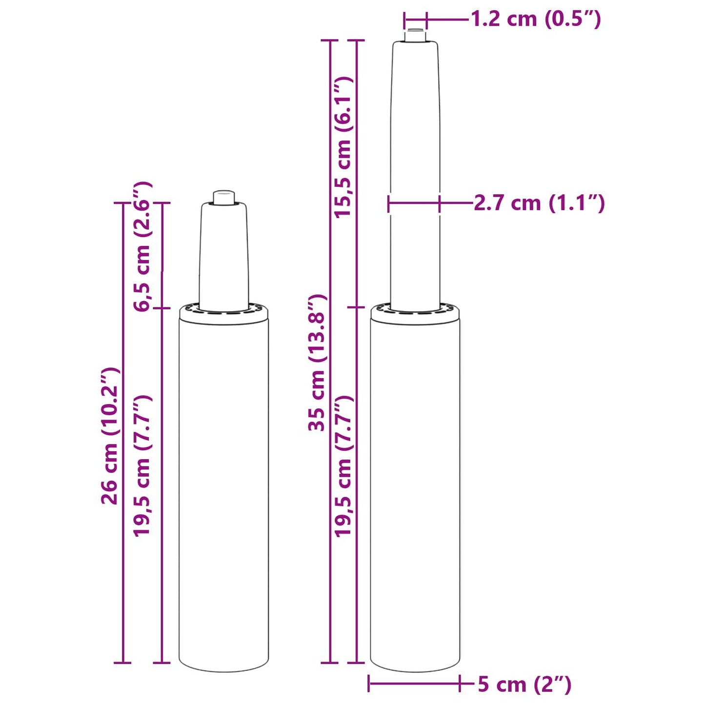 Office Chair Gas Cylinder Extendable Black 9 cm Iron
