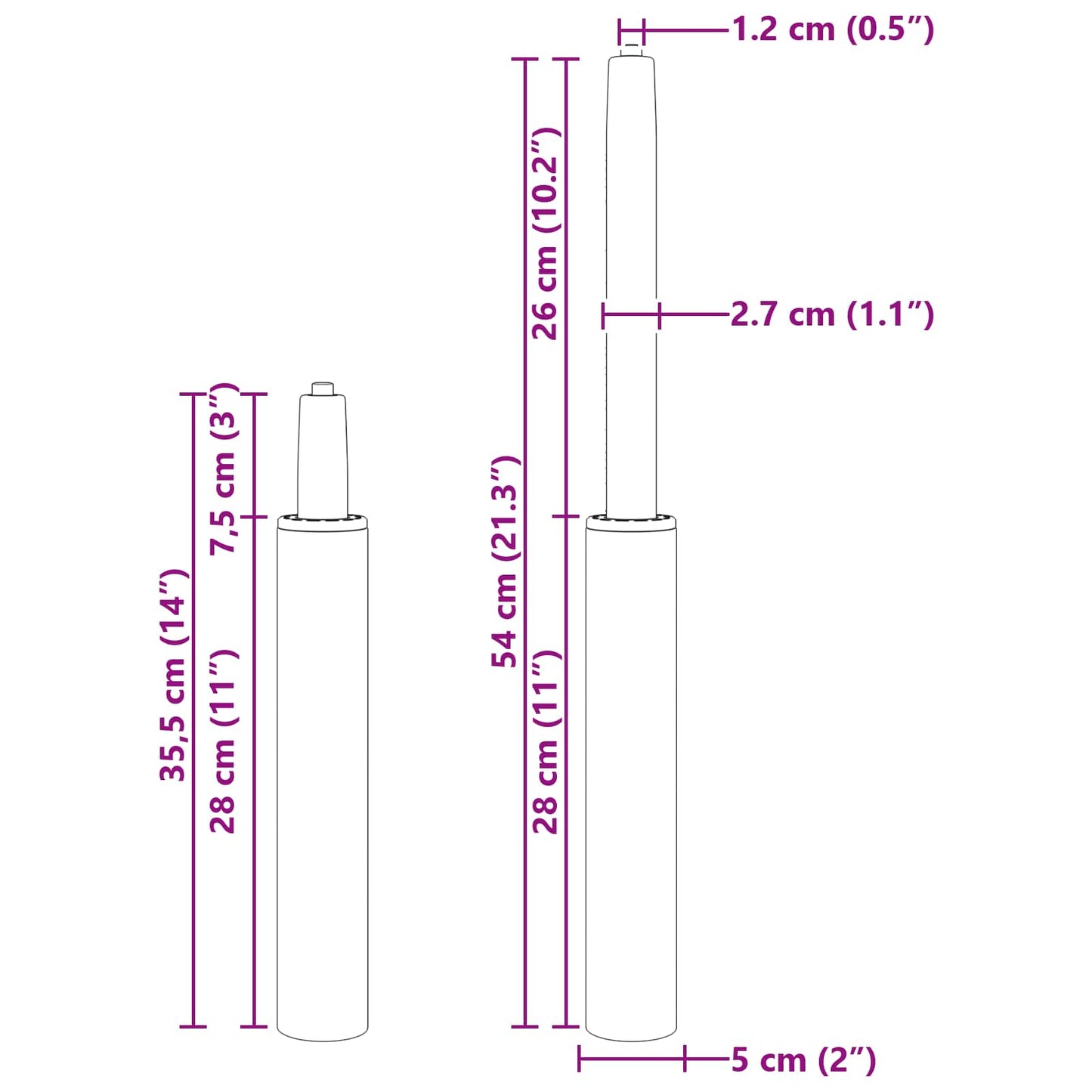 Office Chair Gas Cylinder Extendable Chrome 18.5 cm Iron