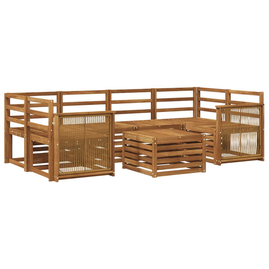 Outdoor Sofa Set 7 pcs Natural Solid Acacia Wood