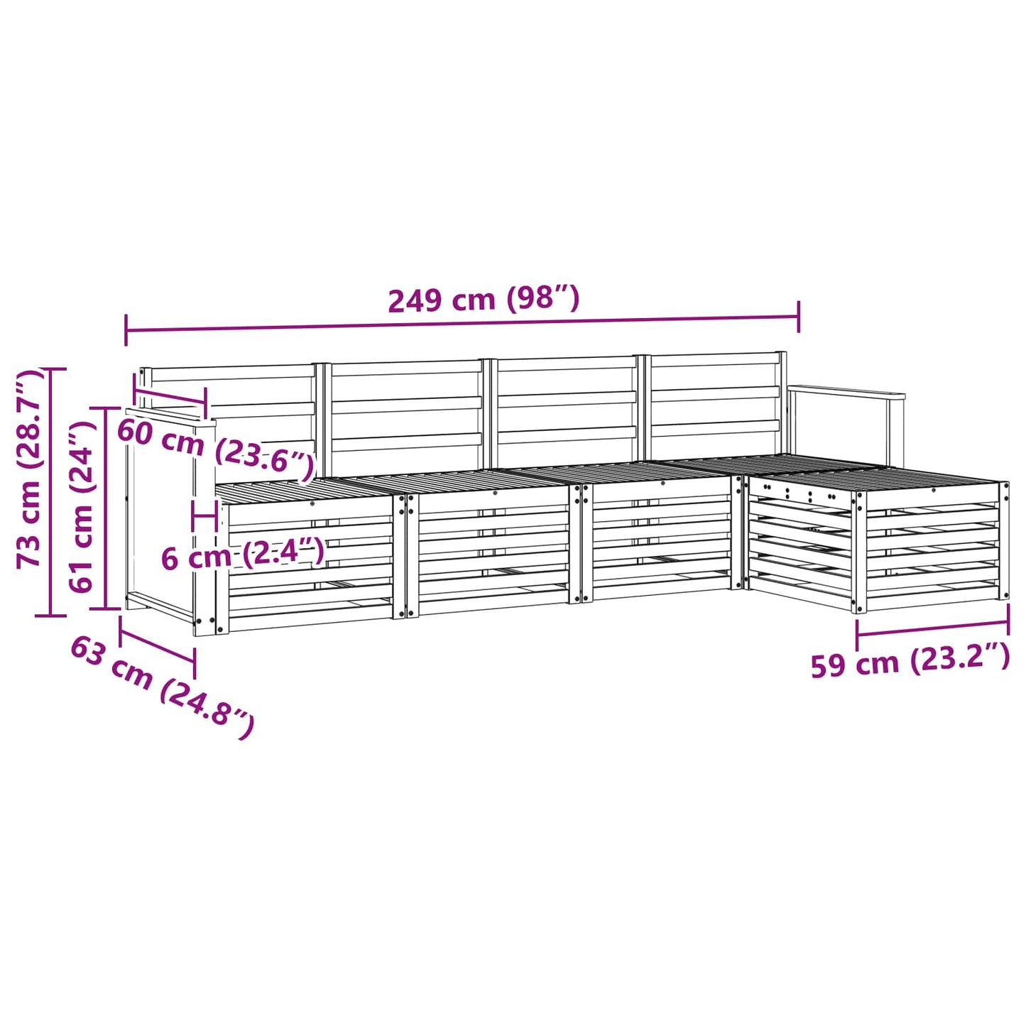 Outdoor Sofa Set 5 pcs Natural