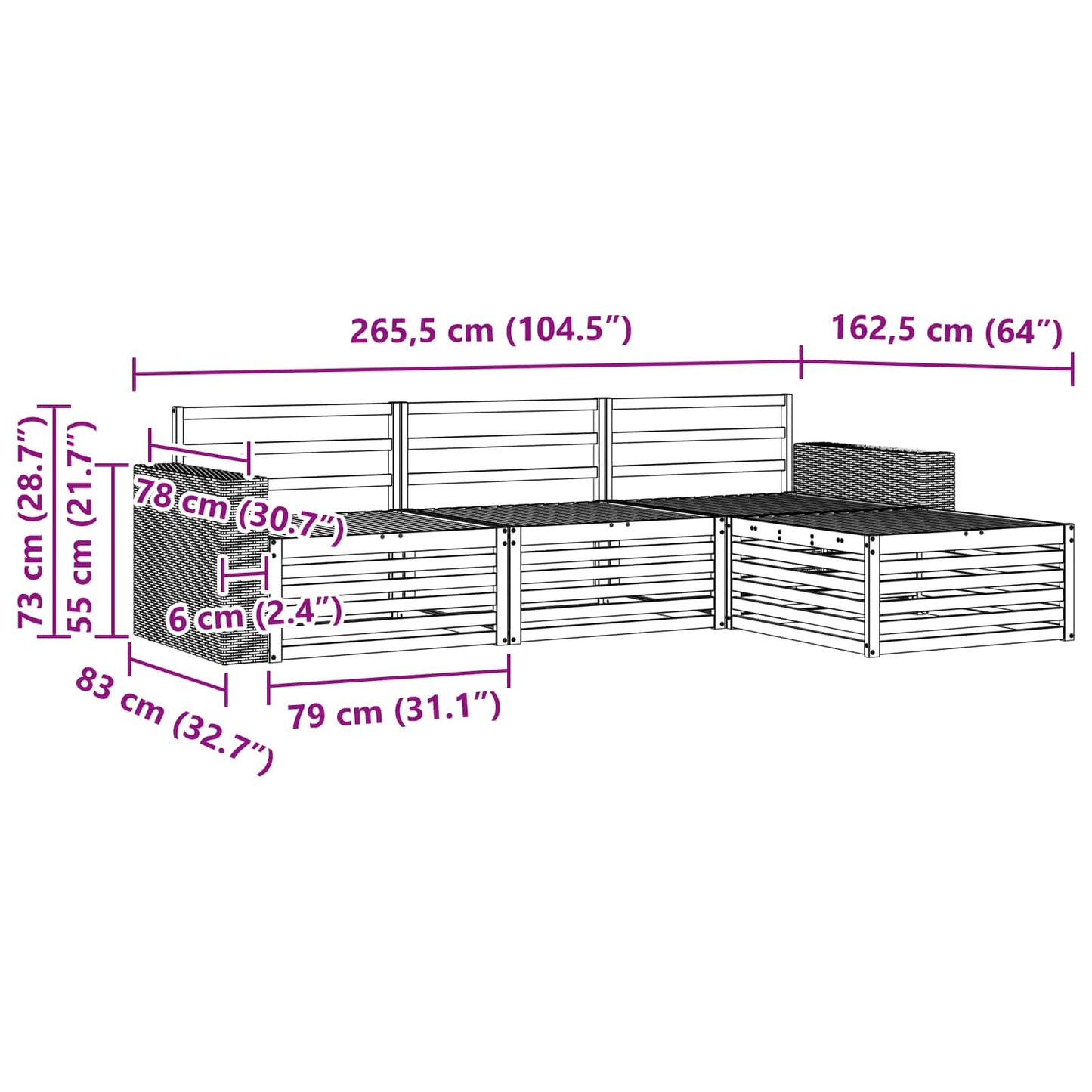 Outdoor Sofa Set 5 pcs Solid Acacia Wood