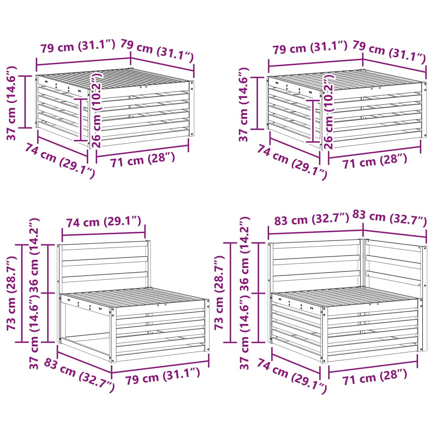 Outdoor Sofa Set 7 pcs Natural