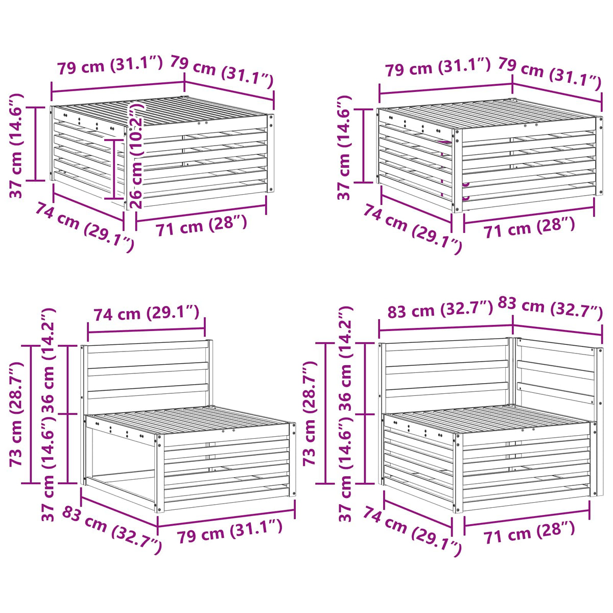 Outdoor Sofa Set 8 pcs Natural