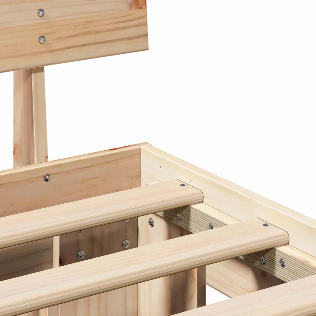 Bed Frame with Headboard Brown 120 x 200 cm Solid Pine Wood