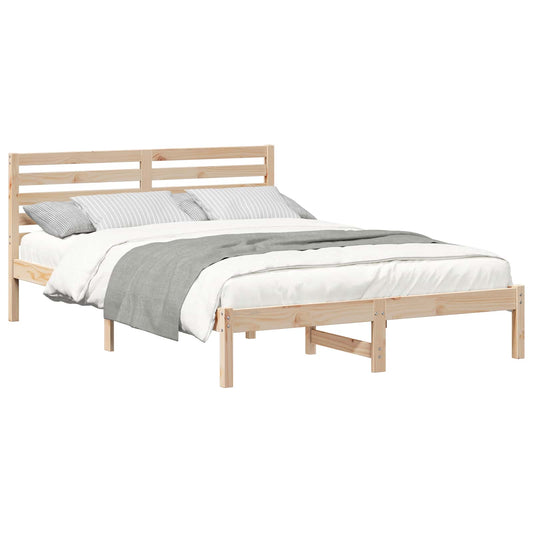 Bed Frame with Headboard Brown 140 x 220 cm Solid Pine Wood