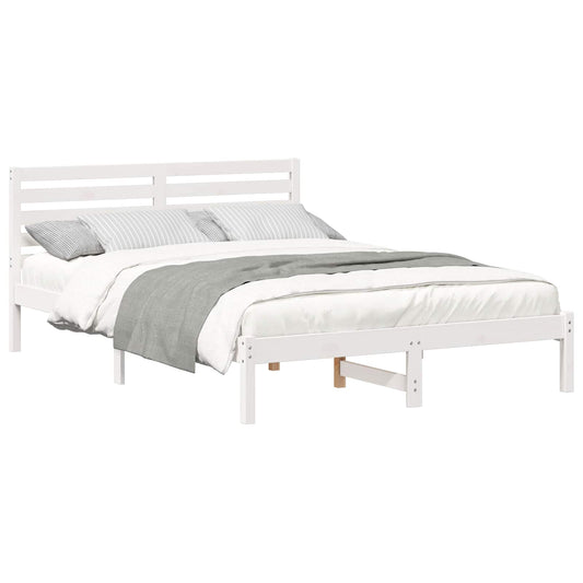 Bed Frame with Headboard White 140 x 220 cm Solid Pine Wood