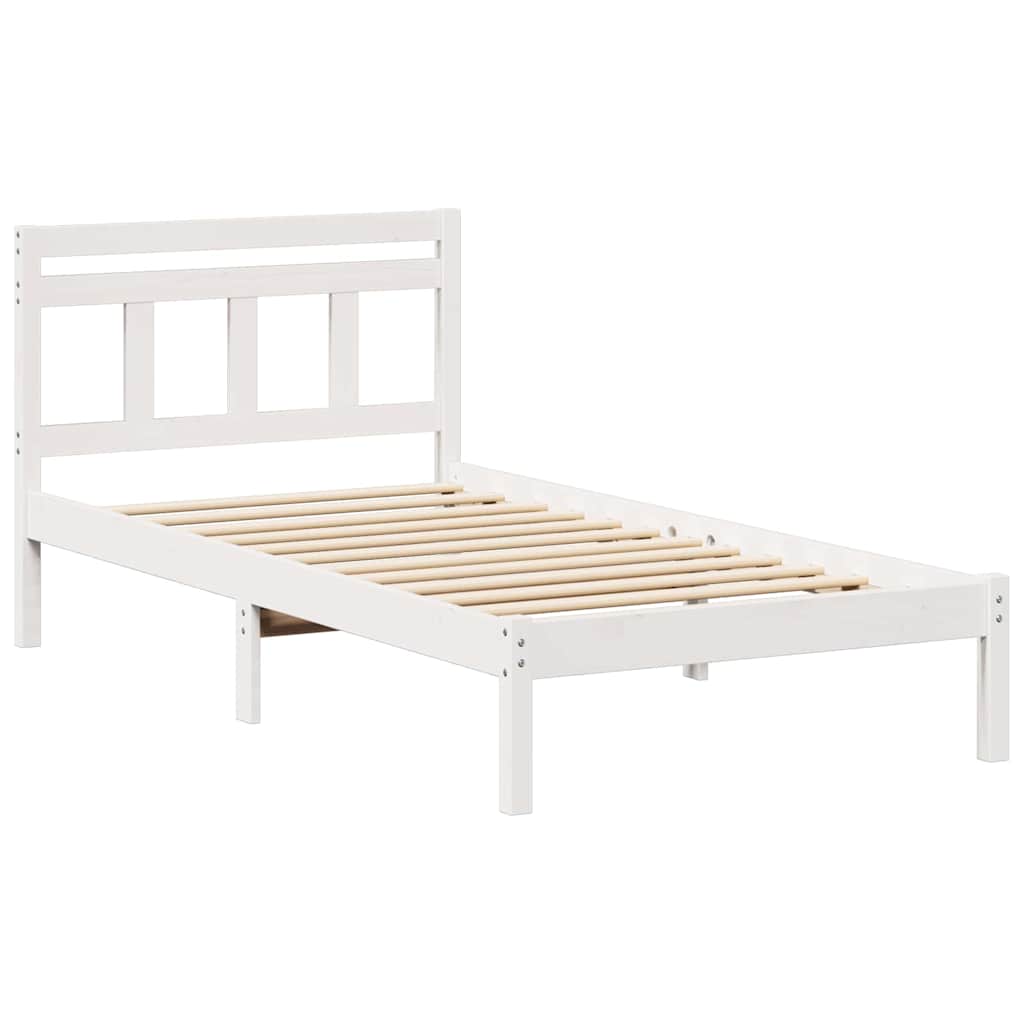Bed Frame White Solid pine wood