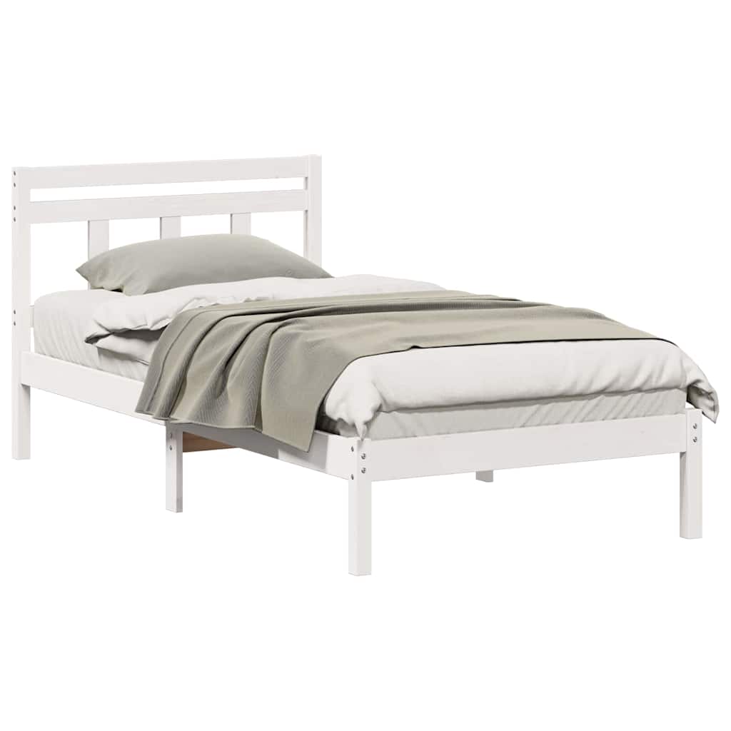 Bed Frame White Solid pine wood