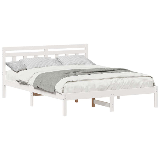 Bed Frame White 160 x 200 cm Solid Pine Wood