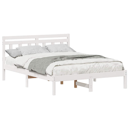 Bed Frame White 135 x 190 cm Solid Pine Wood