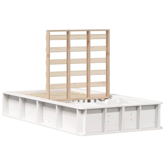 Bed Frame White 75 x 190 cm Solid Pine Wood