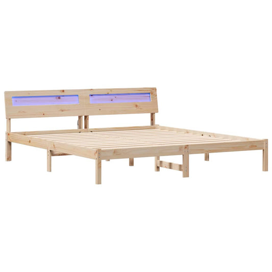Bed Frame with Headboard Brown 180 x 200 cm Solid Pine Wood