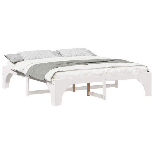Bed Frame White 180 x 200 cm Solid Pine Wood