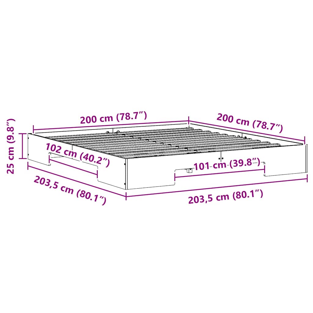 Bed Frame Brown 200 x 200 cm