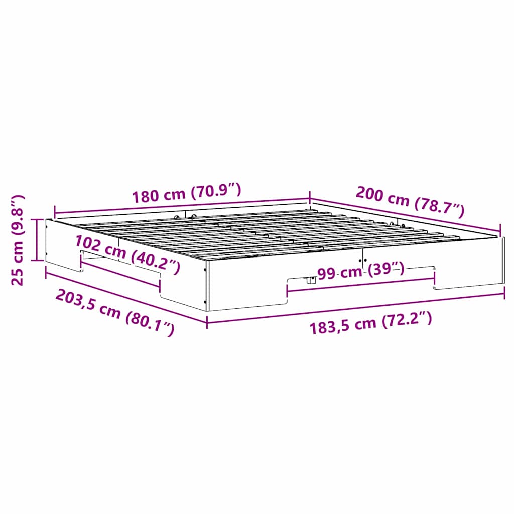 Bed Frame White 180 x 200 cm